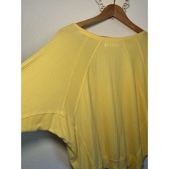 Free People We the Free Yellow Henley Thermal XS Streetwear Fairycore Indie - Picture 2 of 10